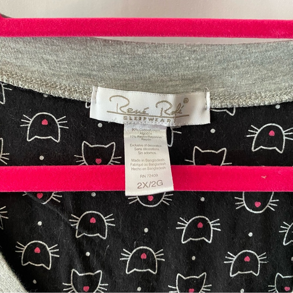 Gray and Pink Cat-Themed Womans Pjs - Picture 5 of 8
